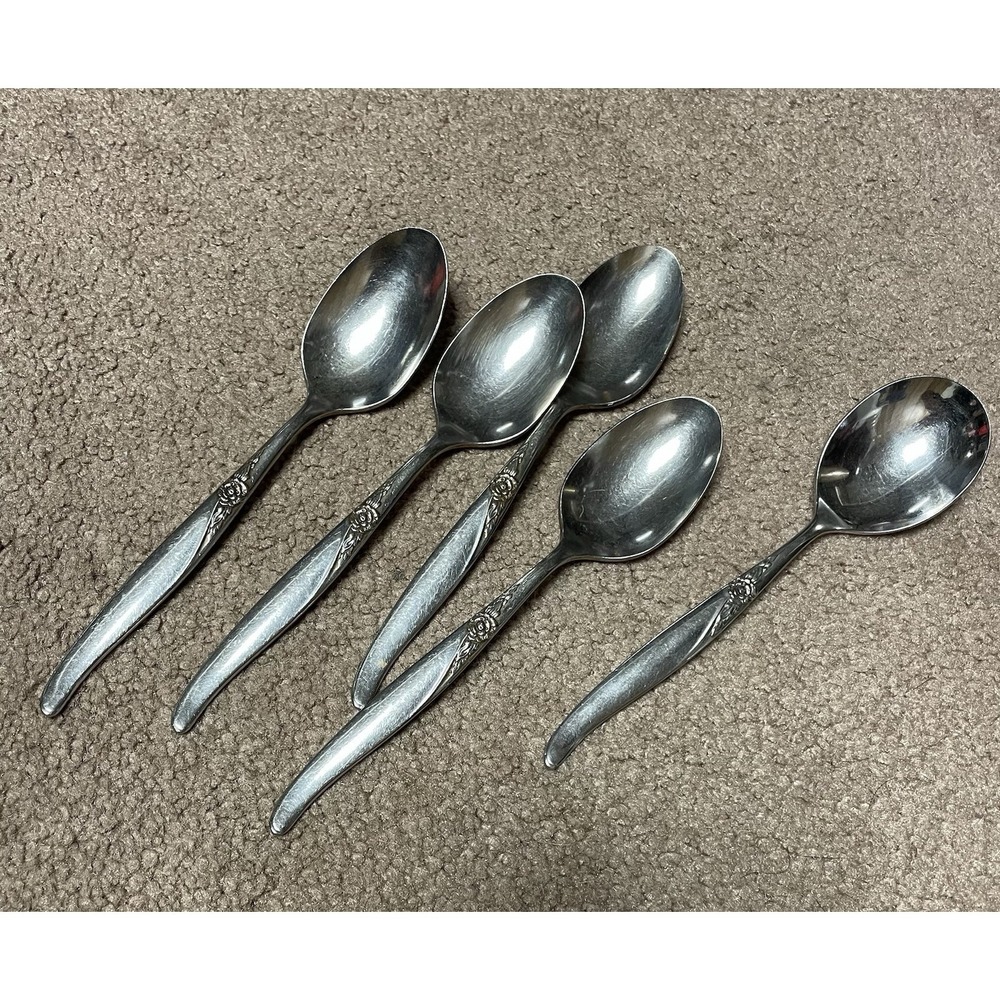 5 Pc Vtg Oneida Wm A Rogers Premier LA ROSE 4 & 1 Extra Spoon